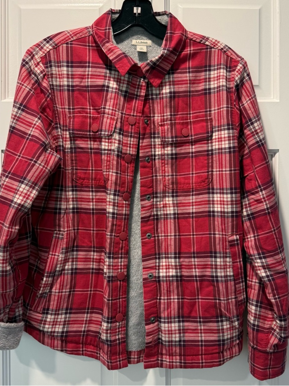 L.L.Bean Red Plaid Fleece-Lined Shirt-Jacket
